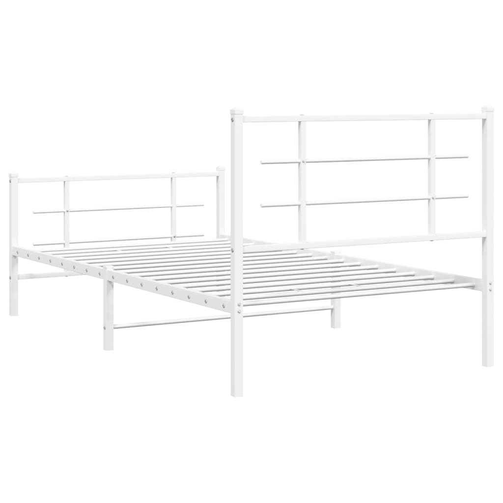 vidaXL Metal Bed Frame with Headboard and Footboard White 39.4"x78.7"-5