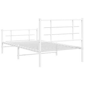 vidaXL Metal Bed Frame with Headboard and Footboard White 39.4"x78.7"-5