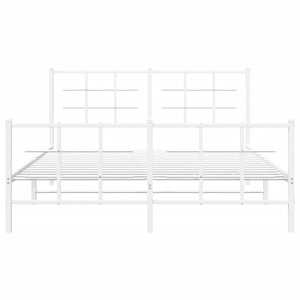 vidaXL Metal Bed Frame with Headboard and Footboard White 59.1"x78.7"-3