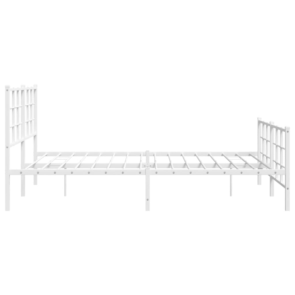 vidaXL Metal Bed Frame with Headboard and Footboard White 59.1"x78.7"-4