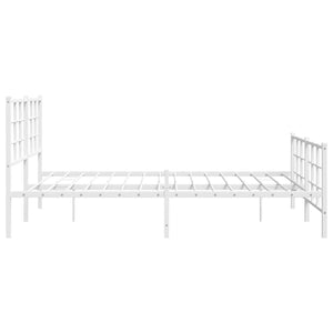 vidaXL Metal Bed Frame with Headboard and Footboard White 59.1"x78.7"-4