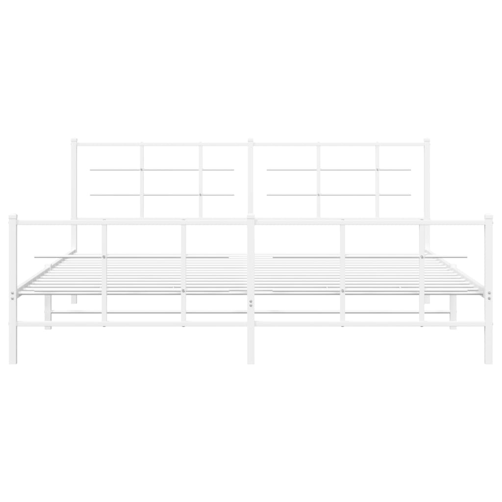 vidaXL Metal Bed Frame with Headboard and Footboard White 76"x79.9" King-3