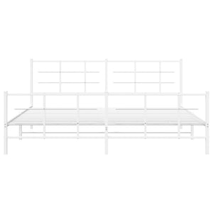 vidaXL Metal Bed Frame with Headboard and Footboard White 76"x79.9" King-3