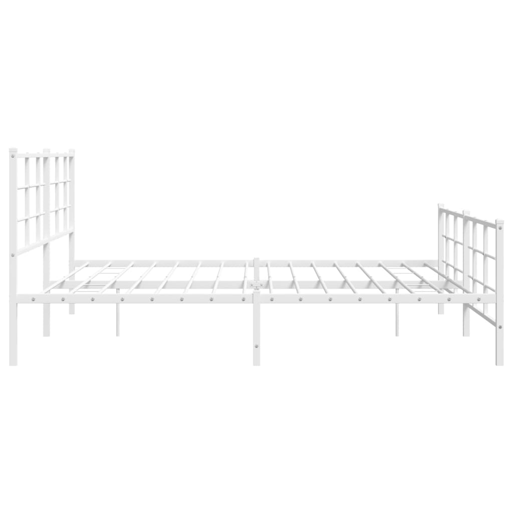 vidaXL Metal Bed Frame with Headboard and Footboard White 76"x79.9" King-4