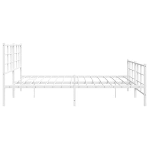 vidaXL Metal Bed Frame with Headboard and Footboard White 76"x79.9" King-4