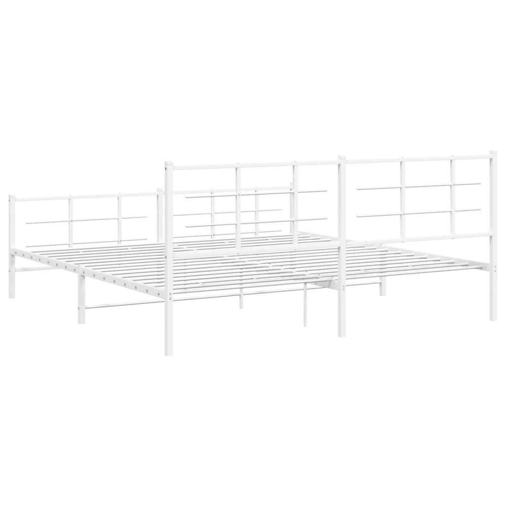 vidaXL Metal Bed Frame with Headboard and Footboard White 76"x79.9" King-5