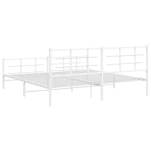 vidaXL Metal Bed Frame with Headboard and Footboard White 76"x79.9" King-5