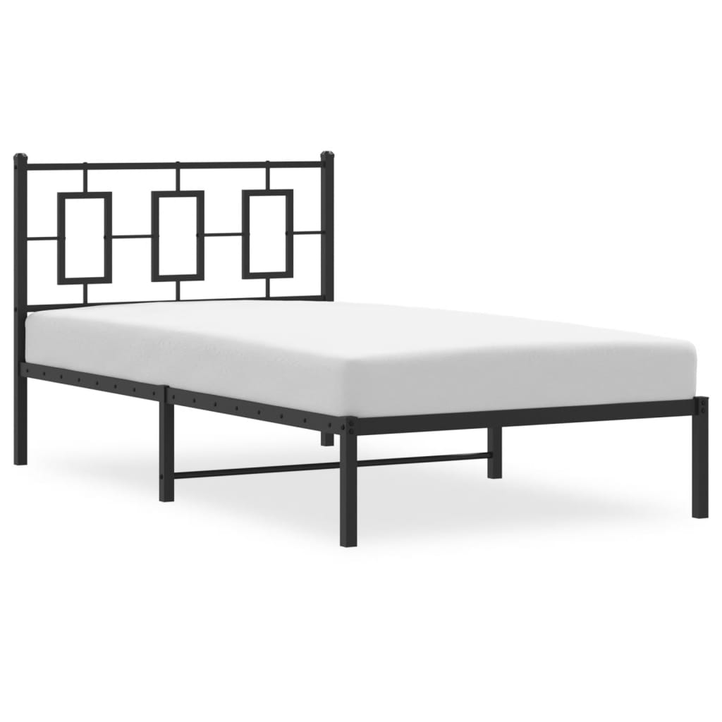 vidaXL Metal Bed Frame with Headboard Black 39.4"x78.7"-2