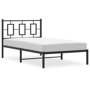 vidaXL Metal Bed Frame with Headboard Black 39.4"x78.7"-2