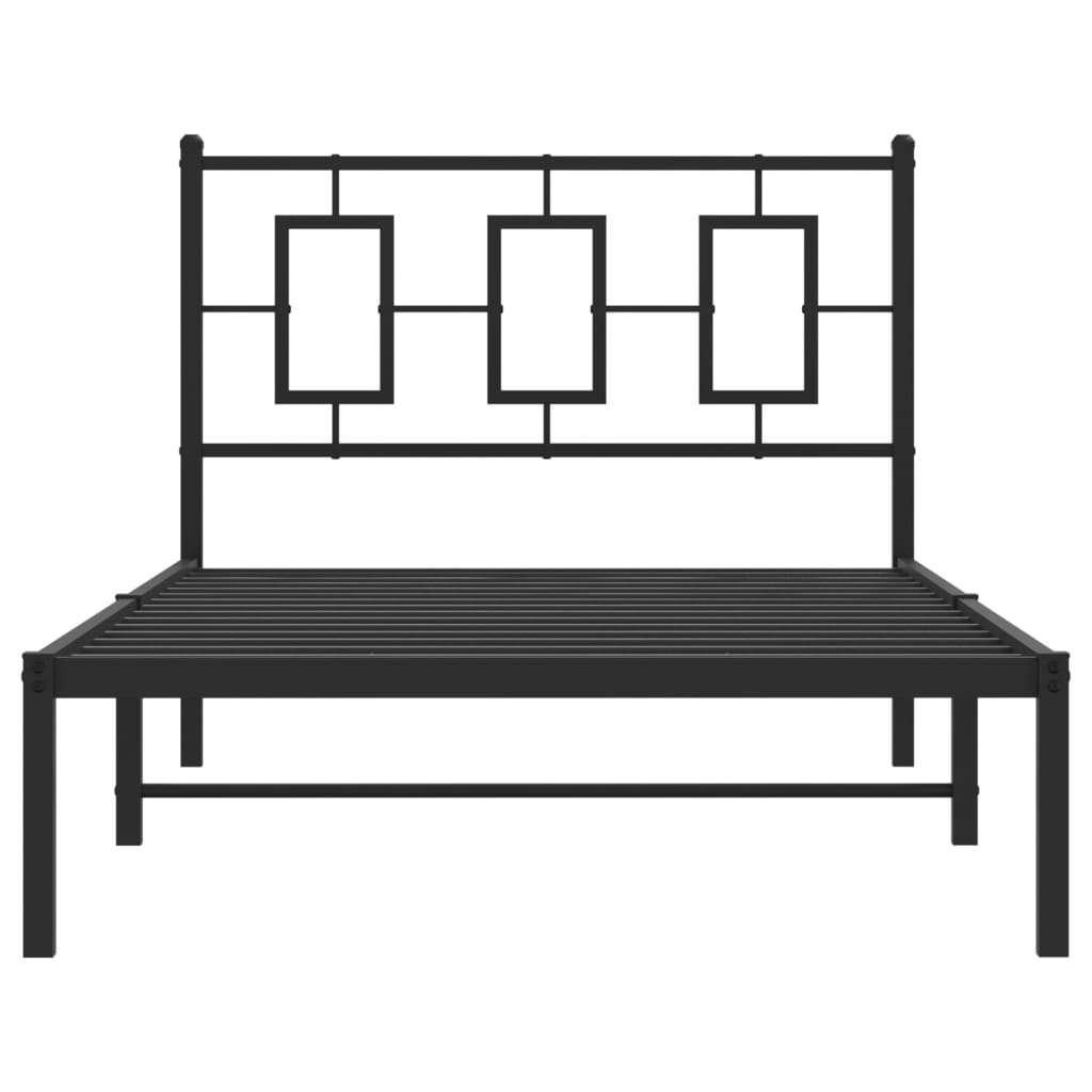 vidaXL Metal Bed Frame with Headboard Black 39.4"x78.7"-3