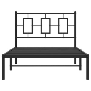 vidaXL Metal Bed Frame with Headboard Black 39.4"x78.7"-3