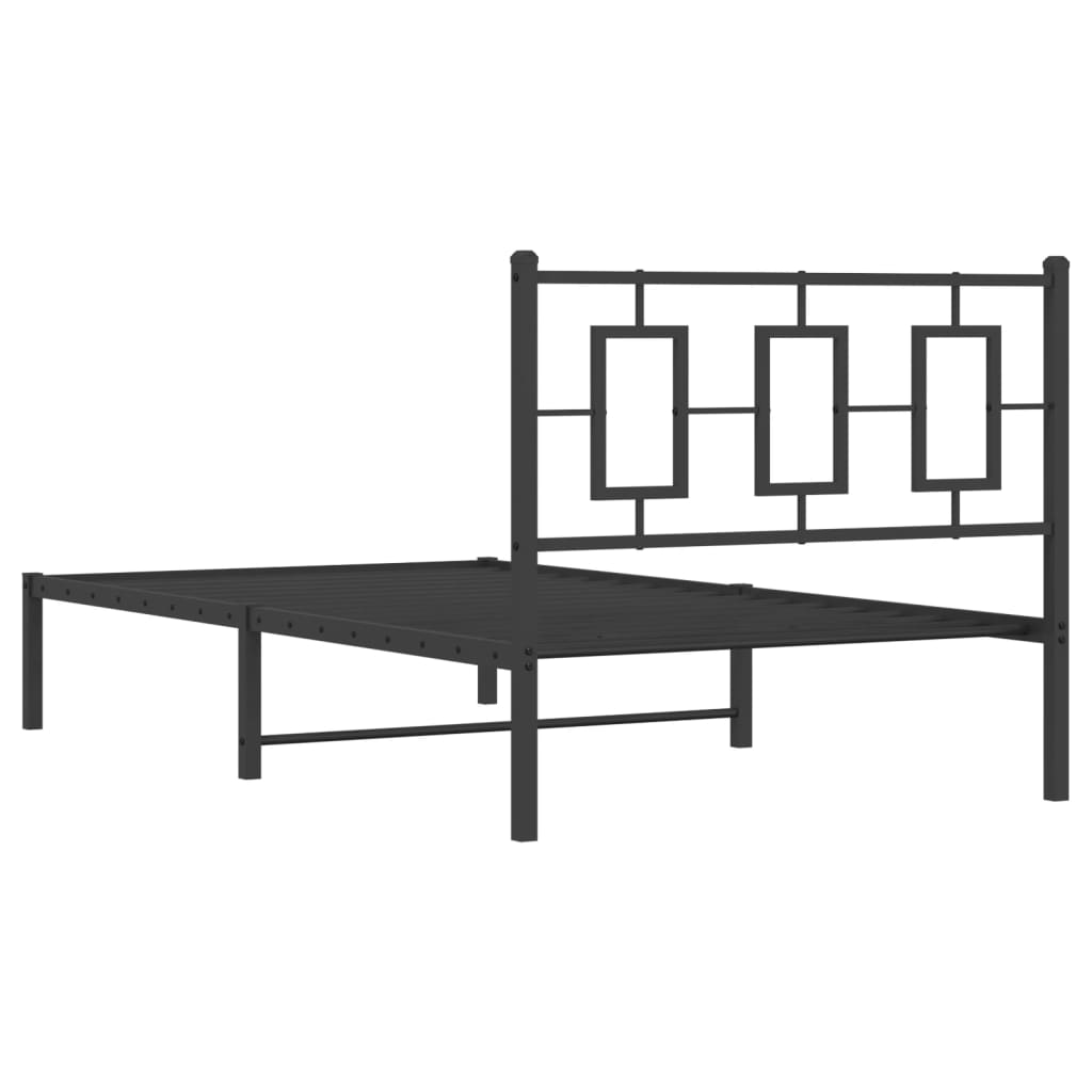 vidaXL Metal Bed Frame with Headboard Black 39.4"x78.7"-5