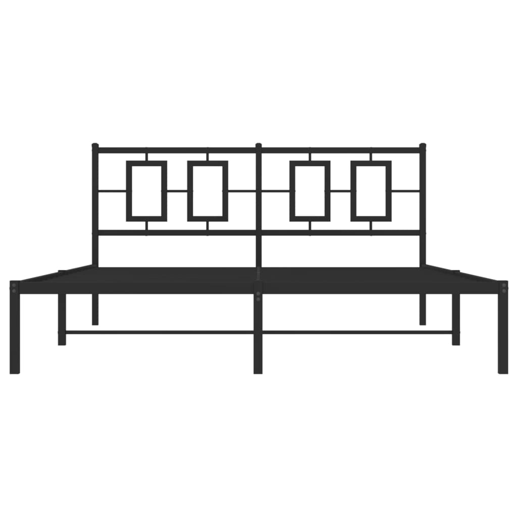 vidaXL Metal Bed Frame with Headboard Black 59.1"x78.7"-5