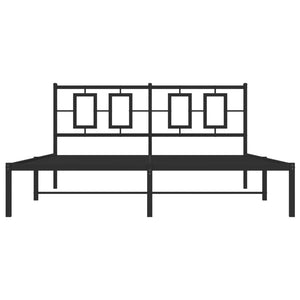 vidaXL Metal Bed Frame with Headboard Black 59.1"x78.7"-5