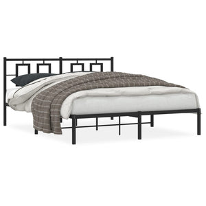 vidaXL Metal Bed Frame with Headboard Black 59.1"x78.7"-0