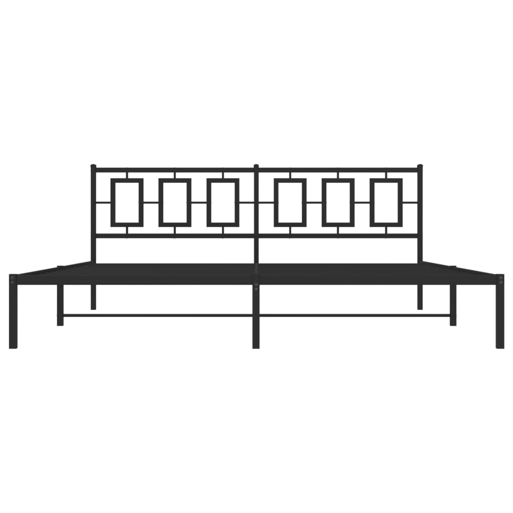 vidaXL Metal Bed Frame with Headboard Black 76"x79.9" King-3