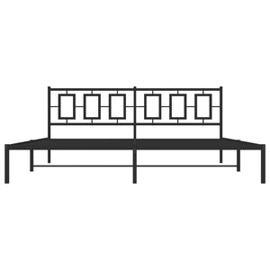 vidaXL Metal Bed Frame with Headboard Black 76"x79.9" King-3