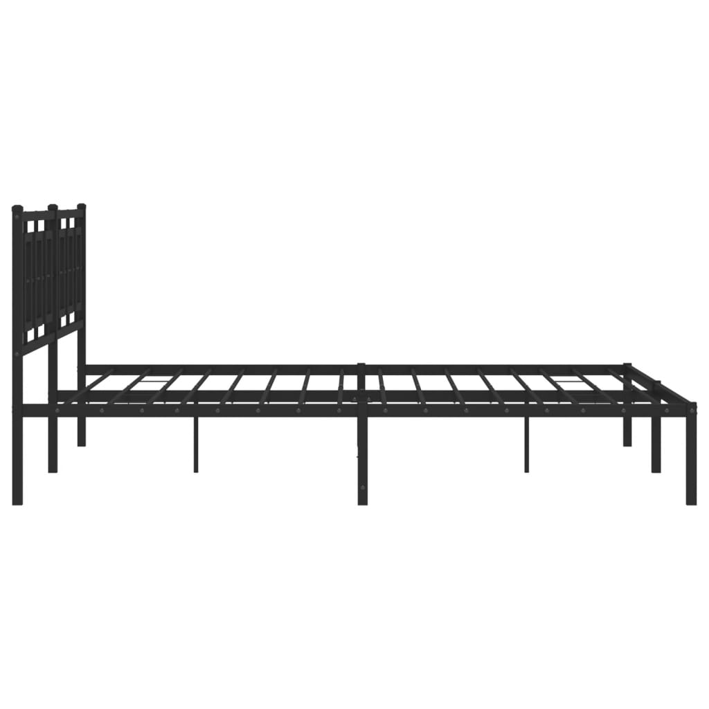 vidaXL Metal Bed Frame with Headboard Black 76"x79.9" King-4