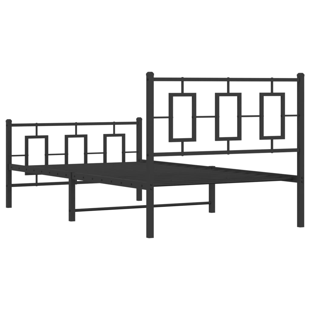 vidaXL Metal Bed Frame with Headboard and Footboard Black 39.4"x78.7"-5