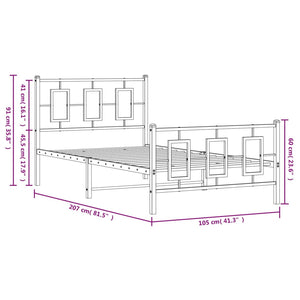 vidaXL Metal Bed Frame with Headboard and Footboard Black 39.4"x78.7"-7