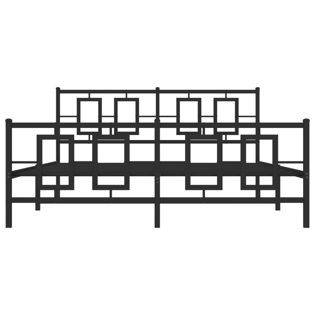 vidaXL Metal Bed Frame with Headboard and Footboard Black 59.1"x78.7"-3