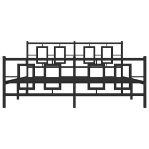 vidaXL Metal Bed Frame with Headboard and Footboard Black 59.1"x78.7"-3