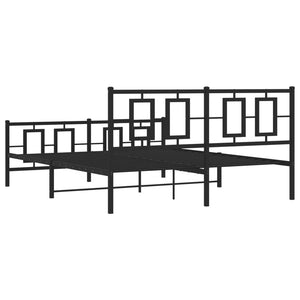 vidaXL Metal Bed Frame with Headboard and Footboard Black 59.1"x78.7"-5