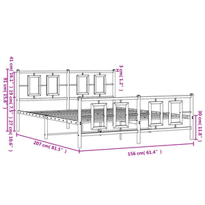 vidaXL Metal Bed Frame with Headboard and Footboard Black 59.1"x78.7"-7