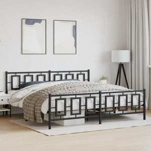 vidaXL Metal Bed Frame with Headboard and Footboard Black 76"x79.9" King-1