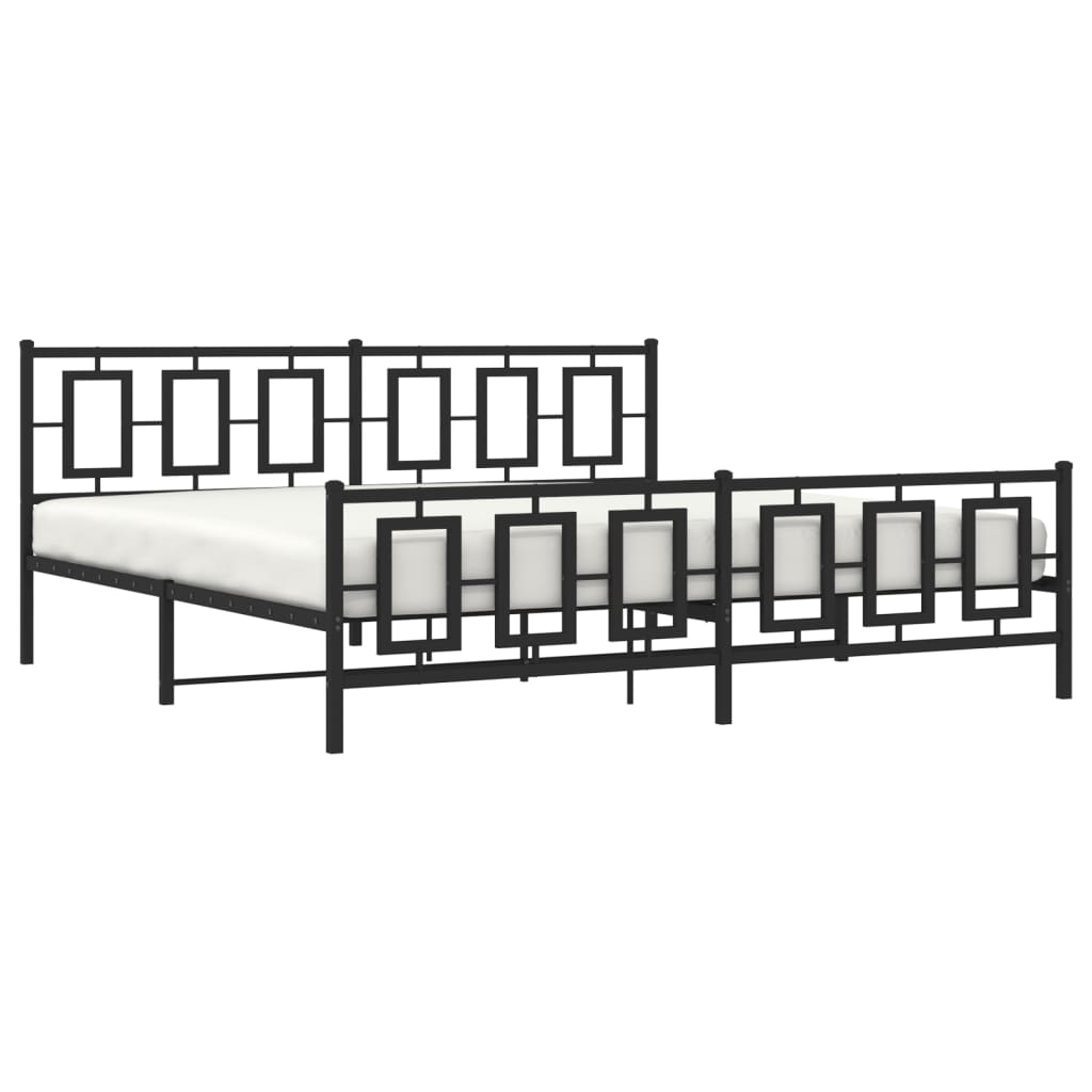 vidaXL Metal Bed Frame with Headboard and Footboard Black 76"x79.9" King-2