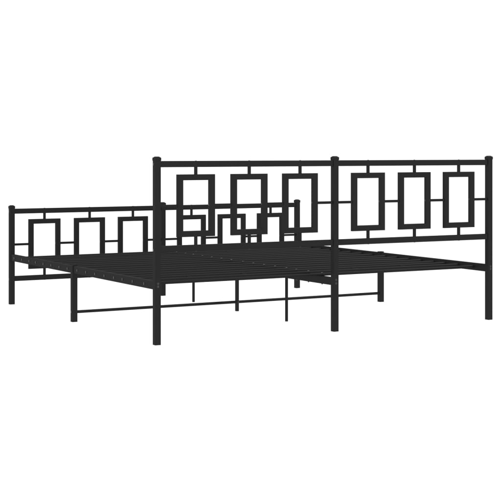 vidaXL Metal Bed Frame with Headboard and Footboard Black 76"x79.9" King-5