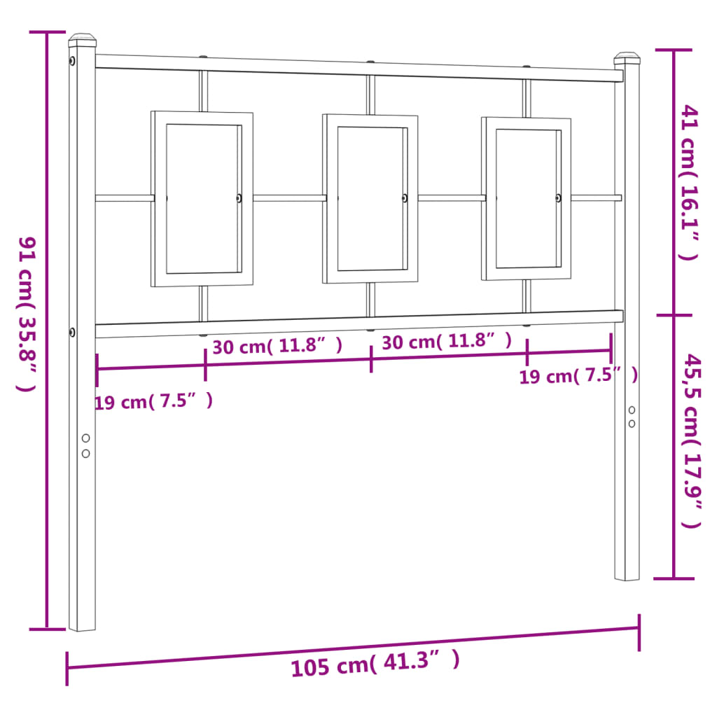 vidaXL Metal Headboard with Back Support Bed Header Single Bedroom Furniture-5