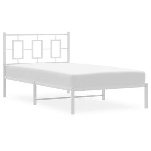 vidaXL Metal Bed Frame with Headboard White 39.4"x78.7"-2