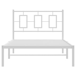 vidaXL Metal Bed Frame with Headboard White 39.4"x78.7"-3