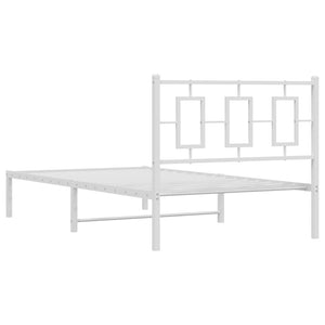 vidaXL Metal Bed Frame with Headboard White 39.4"x78.7"-5