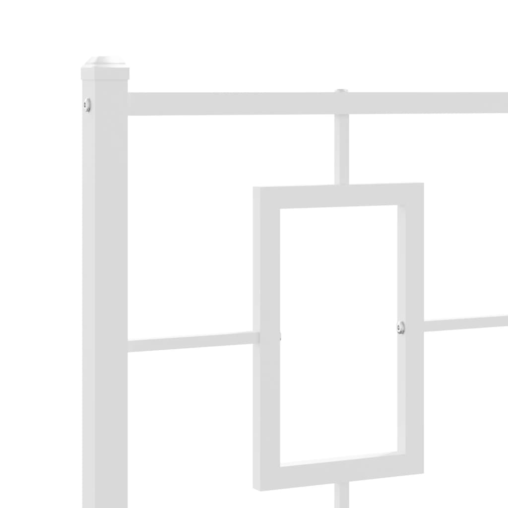 vidaXL Metal Bed Frame with Headboard White 39.4"x78.7"-6