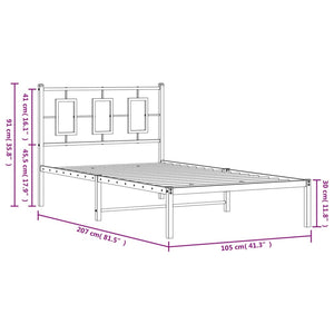 vidaXL Metal Bed Frame with Headboard White 39.4"x78.7"-7