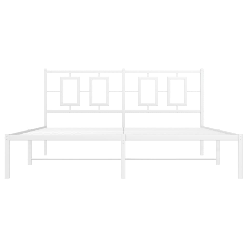 vidaXL Metal Bed Frame with Headboard White 59.1"x78.7"-4