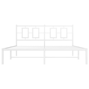 vidaXL Metal Bed Frame with Headboard White 59.1"x78.7"-4