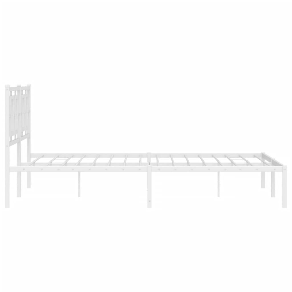 vidaXL Metal Bed Frame with Headboard White 59.1"x78.7"-5