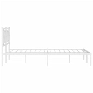 vidaXL Metal Bed Frame with Headboard White 59.1"x78.7"-5