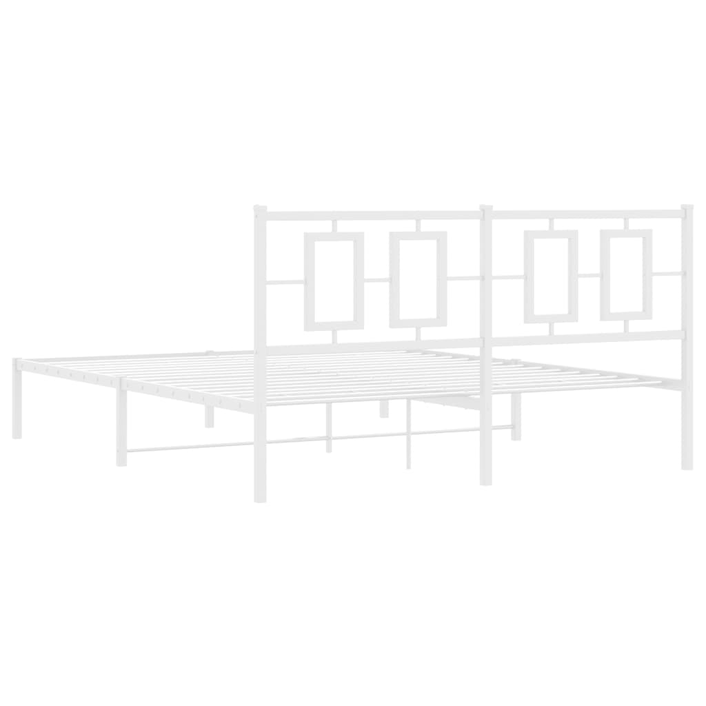 vidaXL Metal Bed Frame with Headboard White 59.1"x78.7"-6