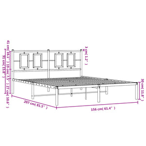 vidaXL Metal Bed Frame with Headboard White 59.1"x78.7"-8