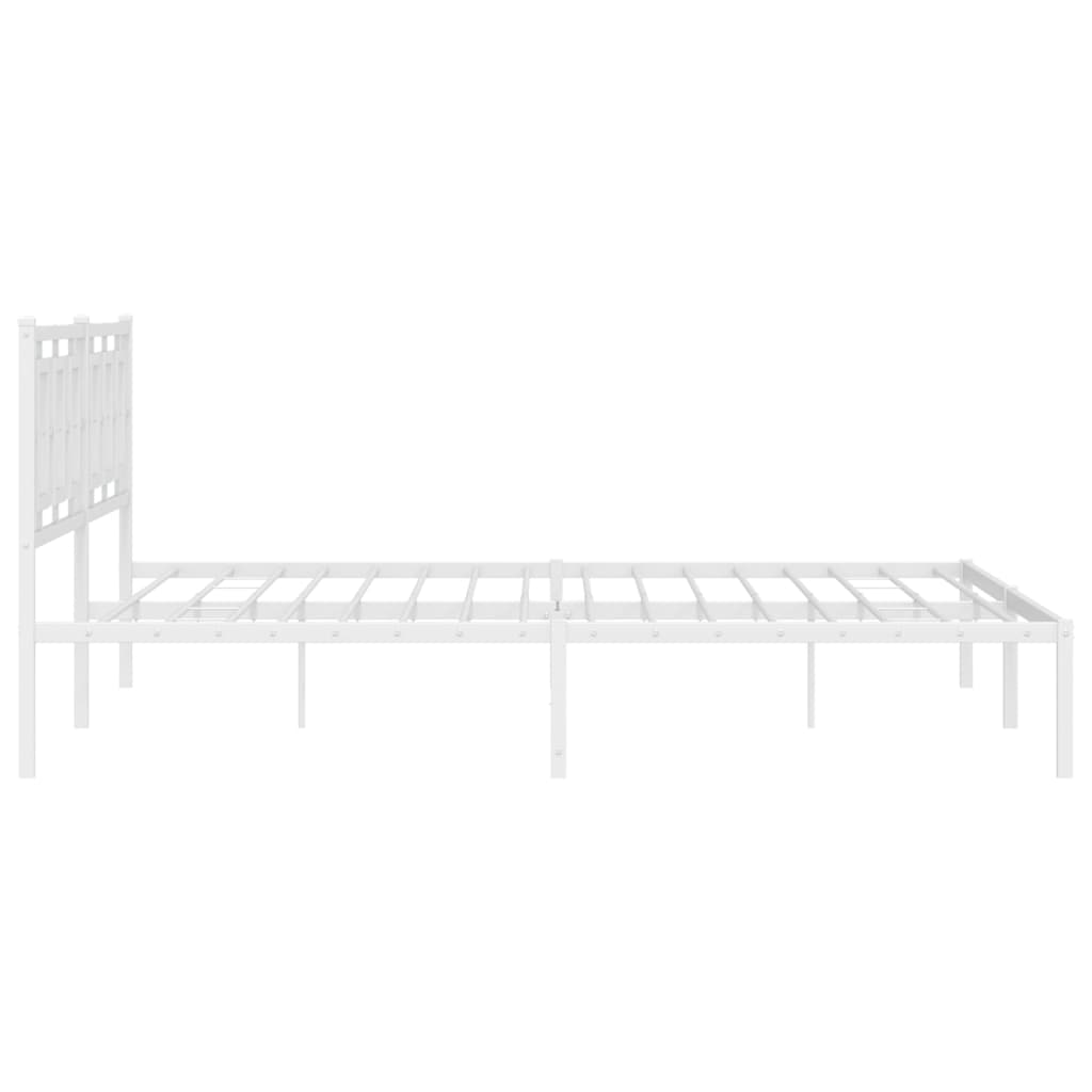 vidaXL Metal Bed Frame with Headboard White 76"x79.9" King-4