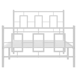 vidaXL Metal Bed Frame with Headboard and Footboard White 39.4"x78.7"-3