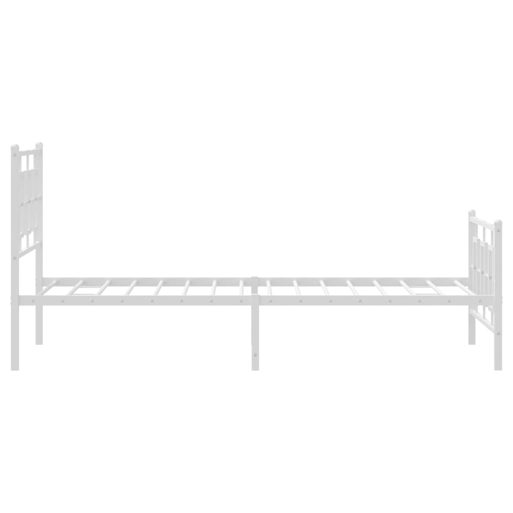 vidaXL Metal Bed Frame with Headboard and Footboard White 39.4"x78.7"-4