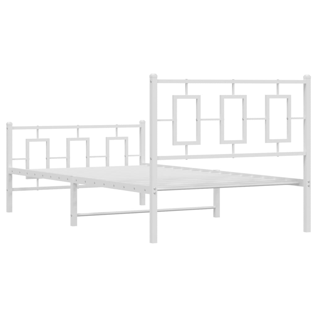 vidaXL Metal Bed Frame with Headboard and Footboard White 39.4"x78.7"-5