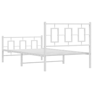 vidaXL Metal Bed Frame with Headboard and Footboard White 39.4"x78.7"-5