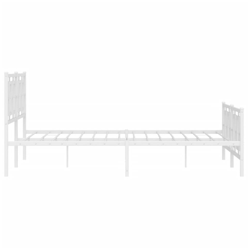 vidaXL Metal Bed Frame with Headboard and Footboard White 59.1"x78.7"-3