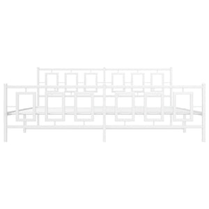 vidaXL Metal Bed Frame with Headboard and Footboard White 76"x79.9" King-3